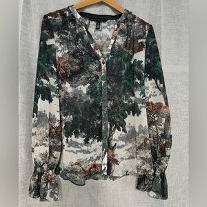 WHBH Sheer patterned blouse